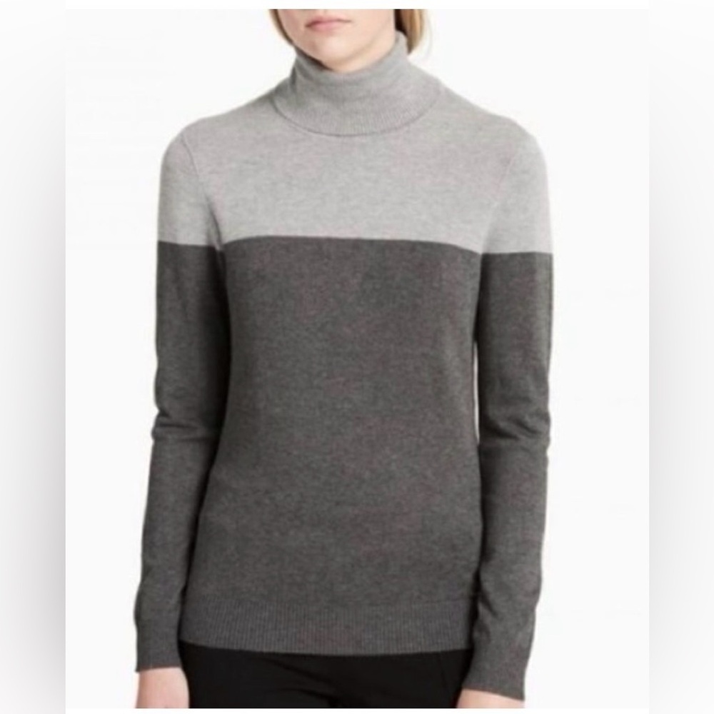Calvin Klein Two-Tone Gray Turtleneck Sweater